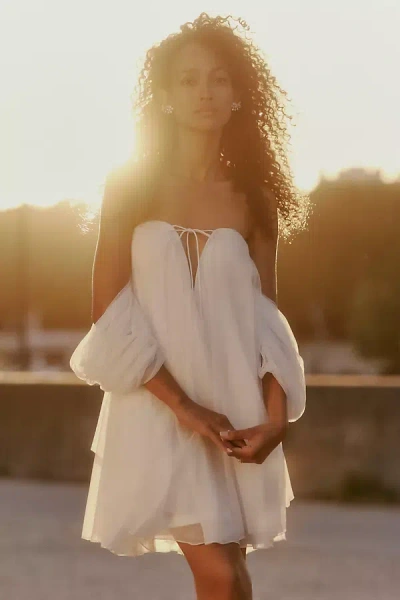 Geisha Designs Tulle Off-shoulder Mini Dress In White