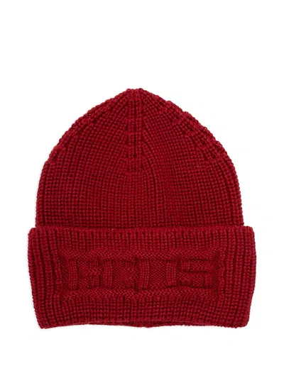 Gcds Cable-knit Beanie In Red