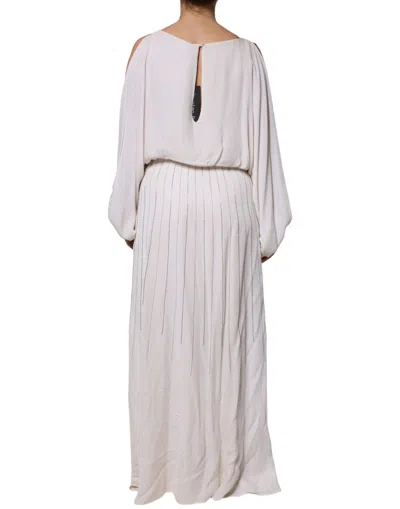 Pre-owned Christian Pellizzari Off White Embellished Long Maxi Women's Dress ()