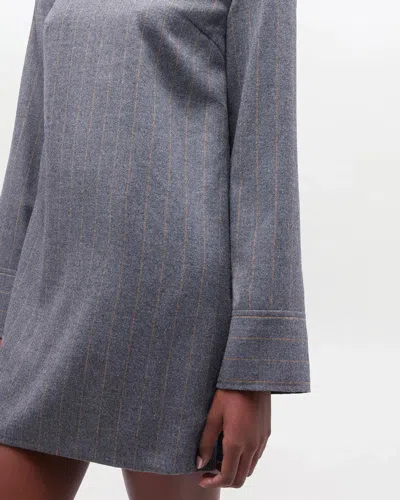 Ganni Grey Stripe Circle Collar Dress In Gray