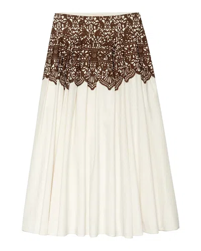 The Great The Regency Skirt Cream With Western Lace Print In Neutral