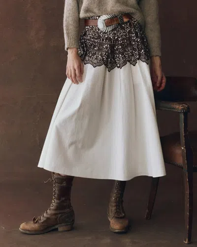 The Great The Regency Skirt Cream With Western Lace Print In Neutral