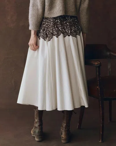 The Great The Regency Skirt Cream With Western Lace Print In Neutral