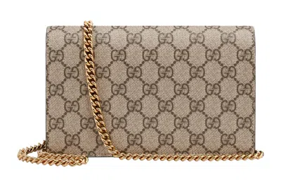 Gucci (wmns)  Logo 3d Love Canvas Chain Shoulder Messenger Bag / Red Valentine's Day Limited In Brown