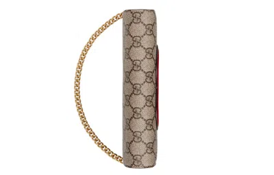 Gucci (wmns)  Logo 3d Love Canvas Chain Shoulder Messenger Bag / Red Valentine's Day Limited In Brown