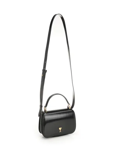 Ami Alexandre Mattiussi Black Handbag With Adc Patch On The Front And Adjustable And Removable Shoulder Strap In Leather Wom In Black