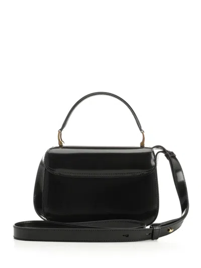 Ami Alexandre Mattiussi Black Handbag With Adc Patch On The Front And Adjustable And Removable Shoulder Strap In Leather Wom In Black