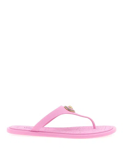 Versace Alia Medusa-accent Slides In Nude