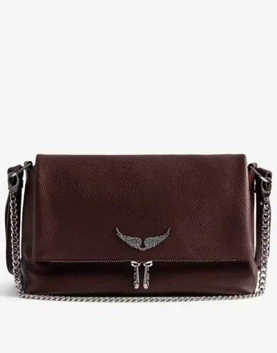 Zadig & Voltaire Rock Wing-detail Chain-strap Satchel In Brown