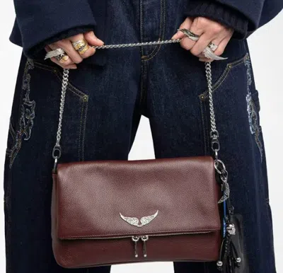 Zadig & Voltaire Rock Wing-detail Chain-strap Satchel In Brown