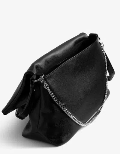 Zadig & Voltaire Womens Noir Silver Rocky Swing Your Wings Leather Clutch Bag In Black