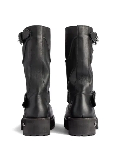 Balenciaga Venom Boots In Worn-out Effect Leather Shoes In Black