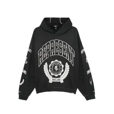 Represent Long-sleeved Hooded Sweatshirt In Black