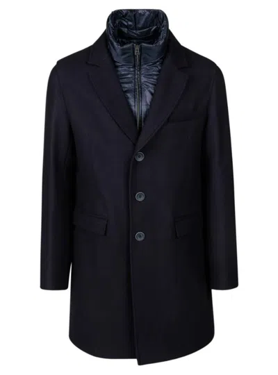 Herno Blue Navy Single Breasted Coat In Blue