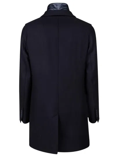 Herno Blue Navy Single Breasted Coat In Blue