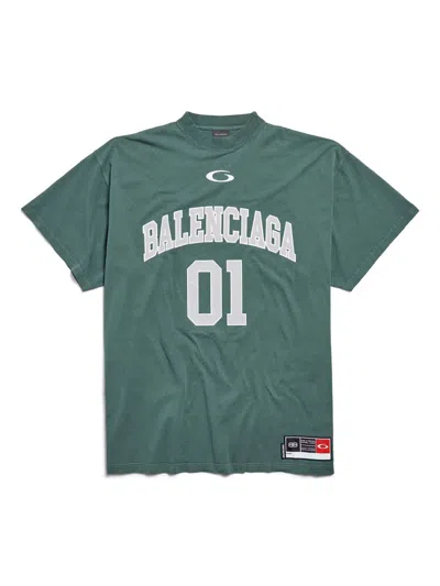 Balenciaga Graphic Print Basketball Short Sleeve T-shirt In Green
