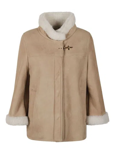 Fay Women Leather Shealing Cape In Multi