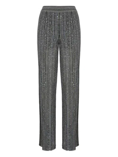 Missoni Metallic Striped Wide-leg Trousers In Gray