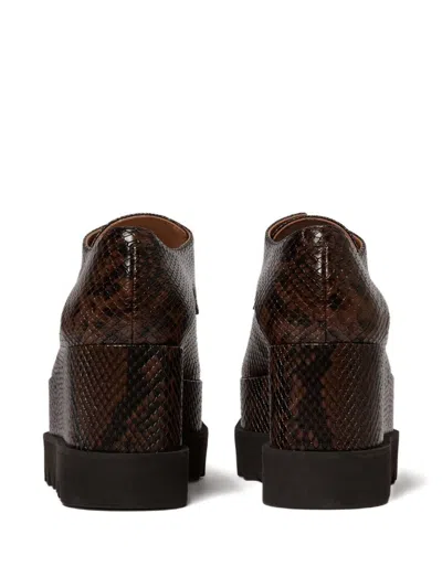 Stella Mccartney Chunky Heel Platform Sneakers With Snakeskin Effect In Brown