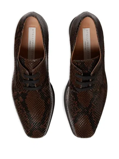 Stella Mccartney Chunky Heel Platform Sneakers With Snakeskin Effect In Brown