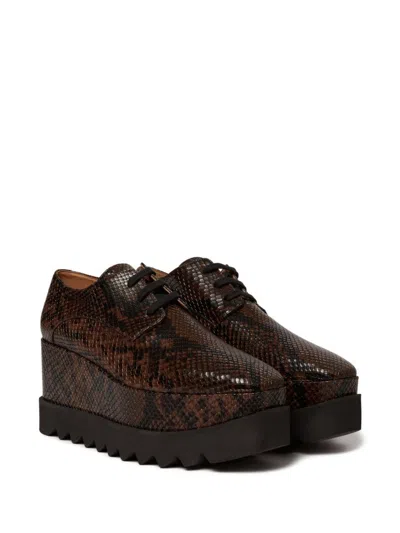Stella Mccartney Chunky Heel Platform Sneakers With Snakeskin Effect In Brown