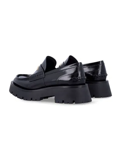 Alexander Wang Chunky Heel Black Box Leather Carter Loafer In Black