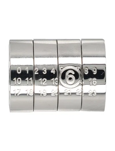 Mm6 Maison Margiela Stacked Numeric Metal Ring In Gray