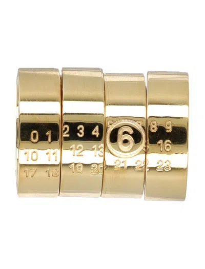 Mm6 Maison Margiela Stacked Numeric Metal Ring In Gold