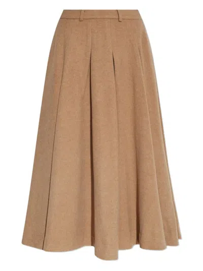 By Malene Birger Pleated Midi Skirt In Brown
