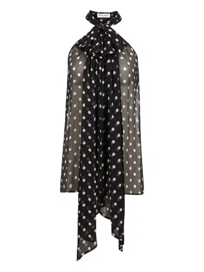 Nina Ricci Halterneck Polka-dot Top In Black