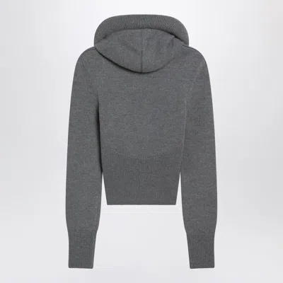 Alaïa Hooded Virgin Wool Sweater In Gray