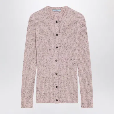 Prada Ribbed Cardigan In Pink