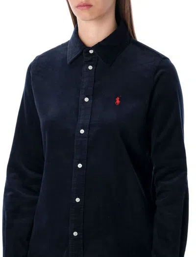 Polo Ralph Lauren Slim Fit Stretch Cotton Corduroy Shirt In Blue