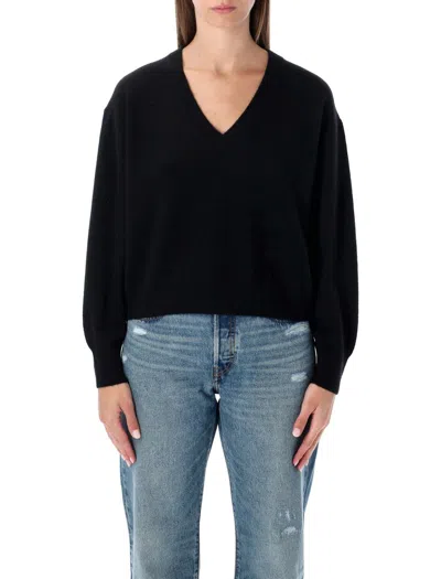 American Vintage Raxow Wool V-neck Sweater In Black
