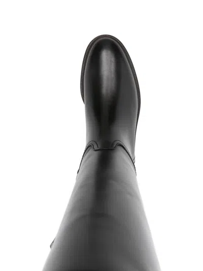 Brunello Cucinelli Knee High Leather Riding Footwear In Black