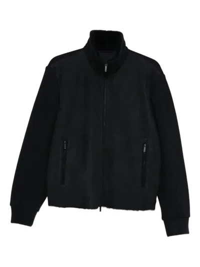 Giorgio Armani High-neck Bluson Jacket With Shearling Details Clothing In Black
