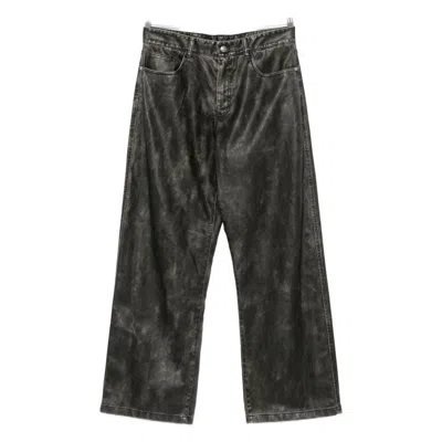 Palm Angels Curved Logo Coated Trousers In Gray