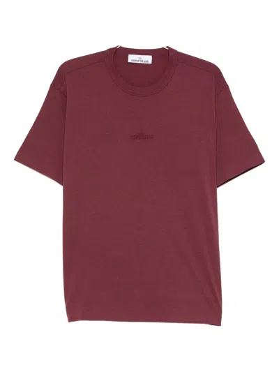 Stone Island Logo-embroidered T-shirt In Burgundy