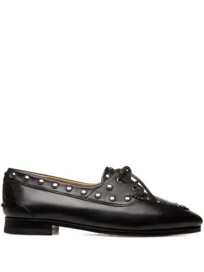 Bally Pathy Laced Loafers In Smooth Leather In Black