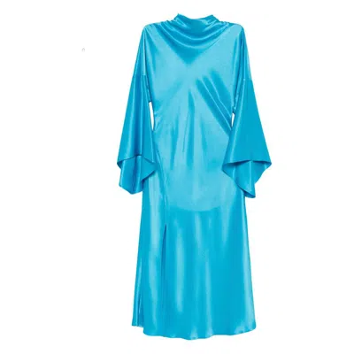 Pinko Flared-sleeve Slit Dress In Blue