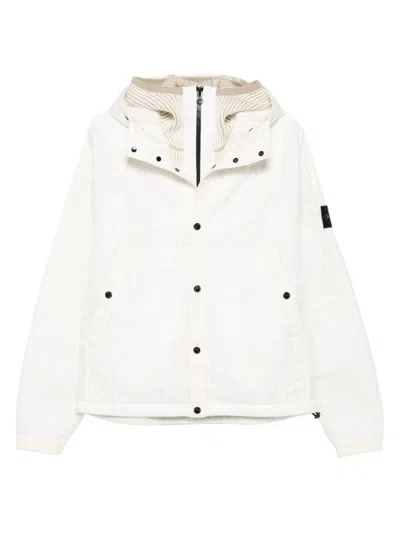 Stone Island Hooded Quilted Blouson Jacket In White