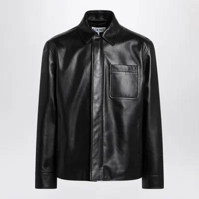 Loewe Logo-debossed Leather Jacket In Black