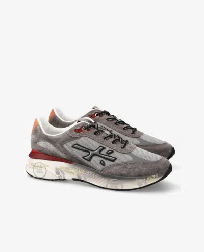 Premiata Fabric Blend Sneakers Contrast Sole In Gray