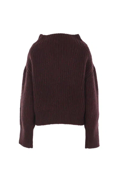 Dries Van Noten Two-tone Wool Blend Teubina Oversize Sweater In Burgundy