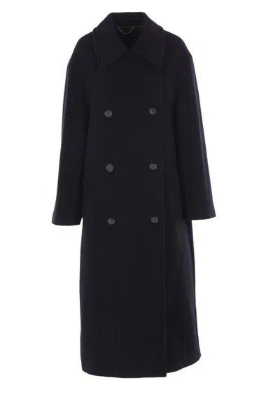 Totême Shield Oversized Double-breasted Wool-blend Coat In Black