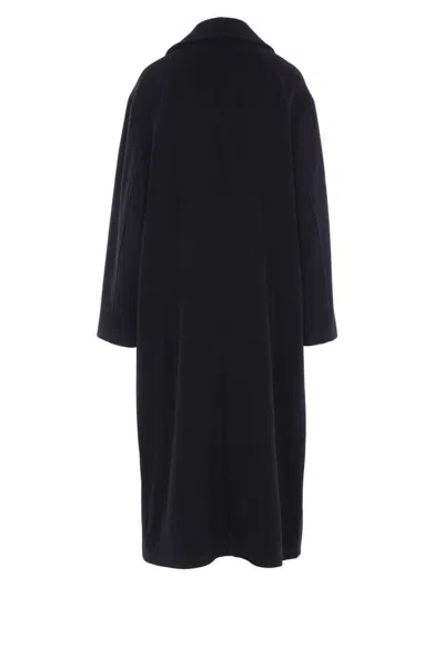 Totême Shield Oversized Double-breasted Wool-blend Coat In Black