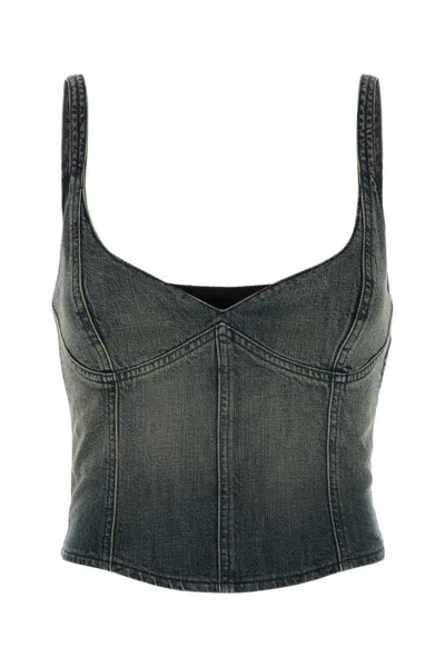 Balenciaga Cropped Sleeveless Top Scoop Neck In Blue
