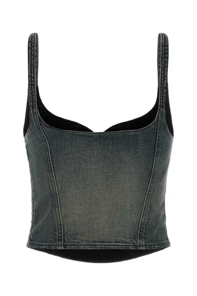 Balenciaga Cropped Sleeveless Top Scoop Neck In Blue
