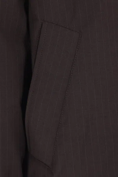 Our Legacy Avenue Striped Zip Bomber Jacket In Gray