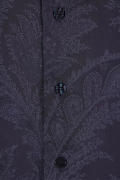 Etro Printed Cotton Shirt In Blue